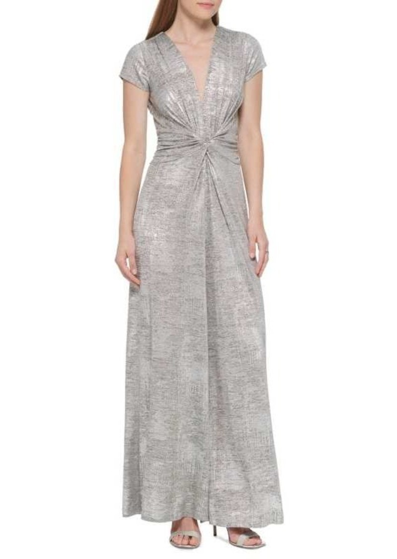 Vince Camuto Foil Knit Twist Front Jumpsuit