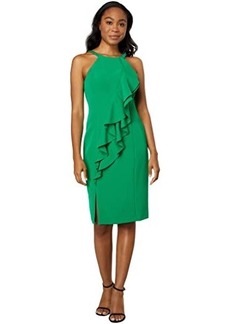 Vince Camuto Laguna Crepe Halter Neck Bodycon with Front Ruffle