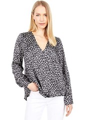 Vince Camuto Long Sleeve Spotted Leopard Wrap Front Blouse