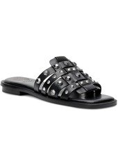 Vince Camuto Neverna Womens Leather Studded Slide Sandals