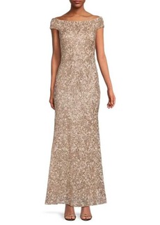 Vince Camuto Off Shoulder Lace Fit & Flare Gown