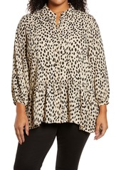 Vince Camuto Animal Print Tunic Top in Khaki Haze at Nordstrom