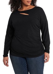 Plus Size Women's Vince Camuto Cutout Long Sleeve Sparkle Jersey Top