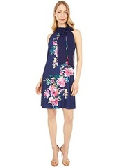 Vince Camuto Printed Crepe Bow Neck Shift