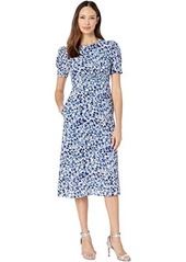 Vince Camuto Printed Scuba Crepe Fit-and-Flare Dress w/ Novelty Sleeve