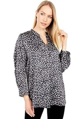 Vince Camuto Ruched Sleeve Spotted Leopard Henley