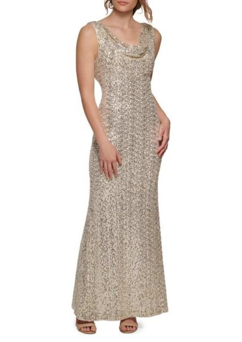 Vince Camuto Sequin Cowlneck Gown