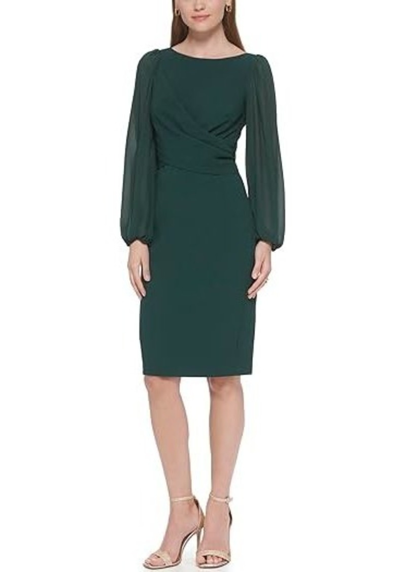 Vince Camuto Signature Stretch Crepe Bodycon with Chiffon Balloon Sleeve