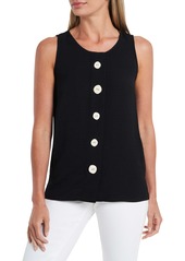 Vince Camuto Sleeveless Button Front Rumple Twill Blouse