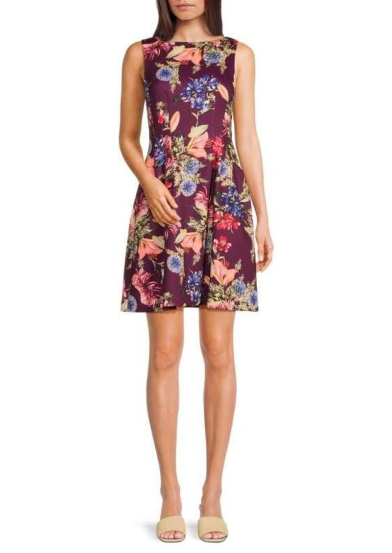 Vince Camuto Sleevless Floral A-line Mini Dress