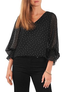 Vince Camuto Sparkle And Shine Womens Chiffon Balloon Sleeves Blouse
