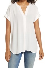 Vince Camuto Split Neck Top in New Ivory at Nordstrom
