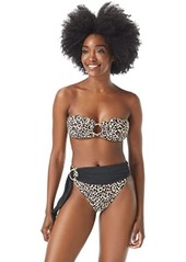 Vince Camuto Tanzania Cheetah Logo Ring Bandeau Bikini Top