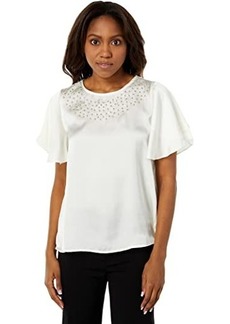 Vince Camuto Tulip Sleeve Rumple Studded Blouse