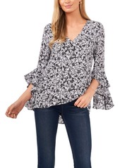 Two by Vince Camuto Floral Flutter Sleeve Blouse