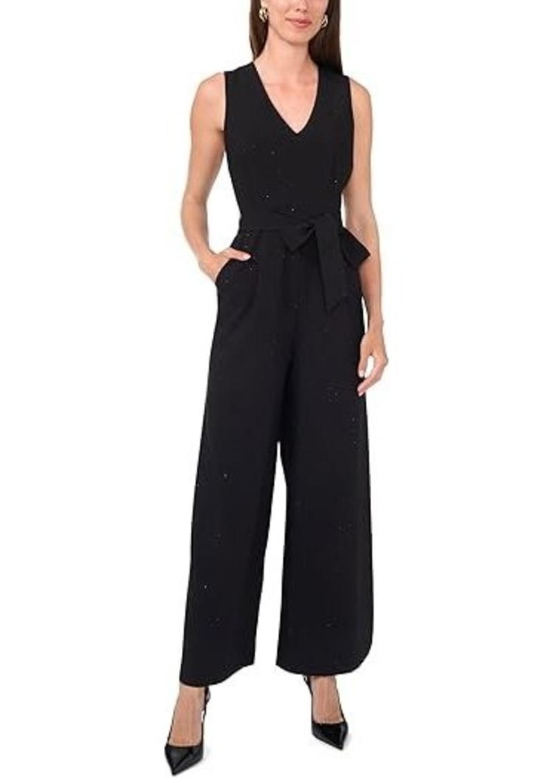 Vince Camuto V-Neck Wide Leg Jumpsuit With Belt