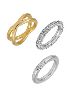 Vince Camuto 3-Pack Assorted Crystal Rings in Two Tone at Nordstrom Rack
