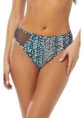 Vince Camuto Abstract Animal High Cut Bikini Bottoms in Midnight at Nordstrom Rack