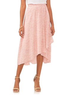 Vince Camuto Abstract Floral Print High-Low Midi Skirt