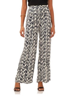 Vince Camuto Abstract Print Flat Front Wide Leg Pants