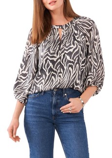 Vince Camuto Abstract Print Keyhole Neck Top