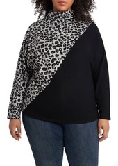 Vince Camuto Animal Colorblock Mock Long Sleeve Top