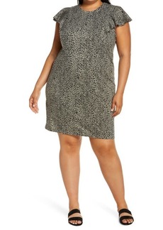 Vince Camuto Animal Print Shift Dress in Antique Green at Nordstrom