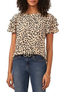 Vince Camuto Animal Print Tiered Short Sleeve Top