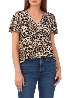 Vince Camuto Animal Print V-Neck Top in Natural Taupe at Nordstrom Rack