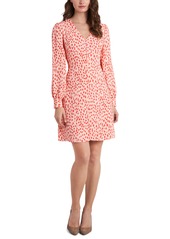 Vince Camuto Animal Reset Print Long Sleeve Fit & Flare Dress in Soft Peony at Nordstrom