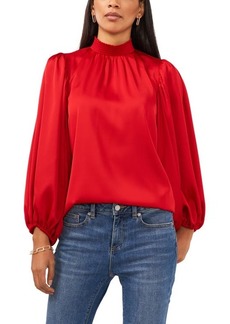 Vince Camuto Balloon Sleeve Luxe Satin Blouse in Vermillion at Nordstrom