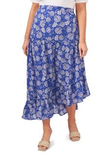 Vince Camuto Batik Floral Asymmetric Skirt in Deep Blue at Nordstrom