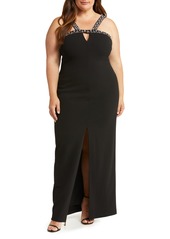 Vince Camuto Beaded Keyhole Gown in Black at Nordstrom Rack