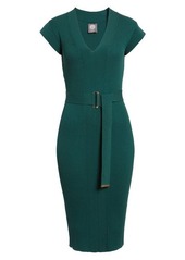 Vince Camuto Belted Body-Con Sweater Dress