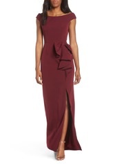 Vince Camuto Bow Ruffle Scuba Crepe Gown