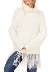 Vince Camuto Cable Cowl Neck Fringed Tunic Sweater