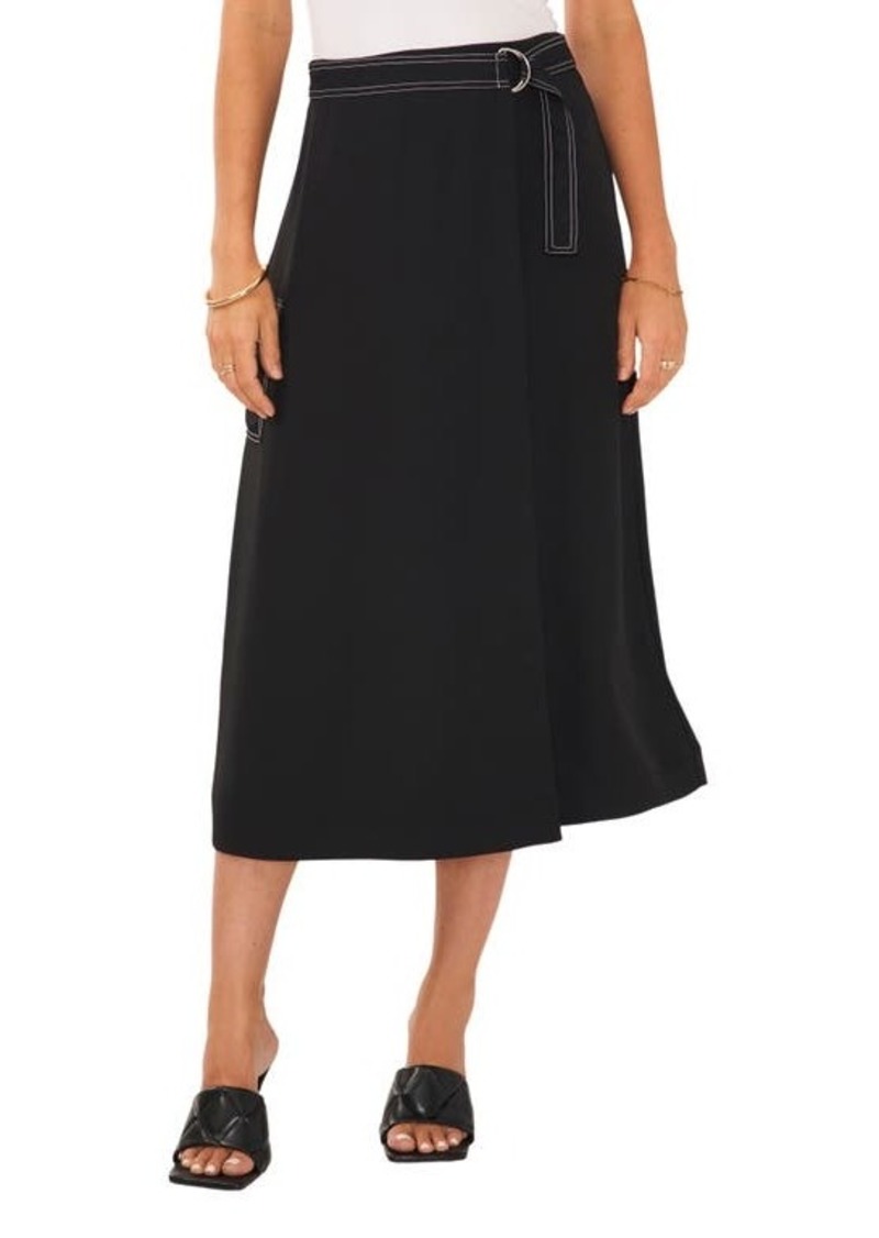 Vince Camuto Cargo Pocket Belted Midi Faux Wrap Skirt