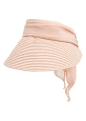 Vince Camuto Chiffon Tie Bow Straw Visor in Blush at Nordstrom Rack