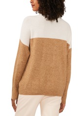 Vince Camuto Cozy Extended Shoulder Color Blocked Sweater - Antique White