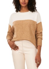 Vince Camuto Cozy Extended Shoulder Color Blocked Sweater - Antique White