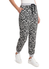 Vince Camuto Cozy Leopard Print Joggers in Silver Hthr at Nordstrom