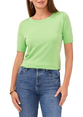 Vince Camuto Crewneck Short Sleeve Jersey Sweater in Melon Green at Nordstrom Rack