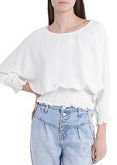 VINCE CAMUTO Crinkle Twill Smocked Blouse