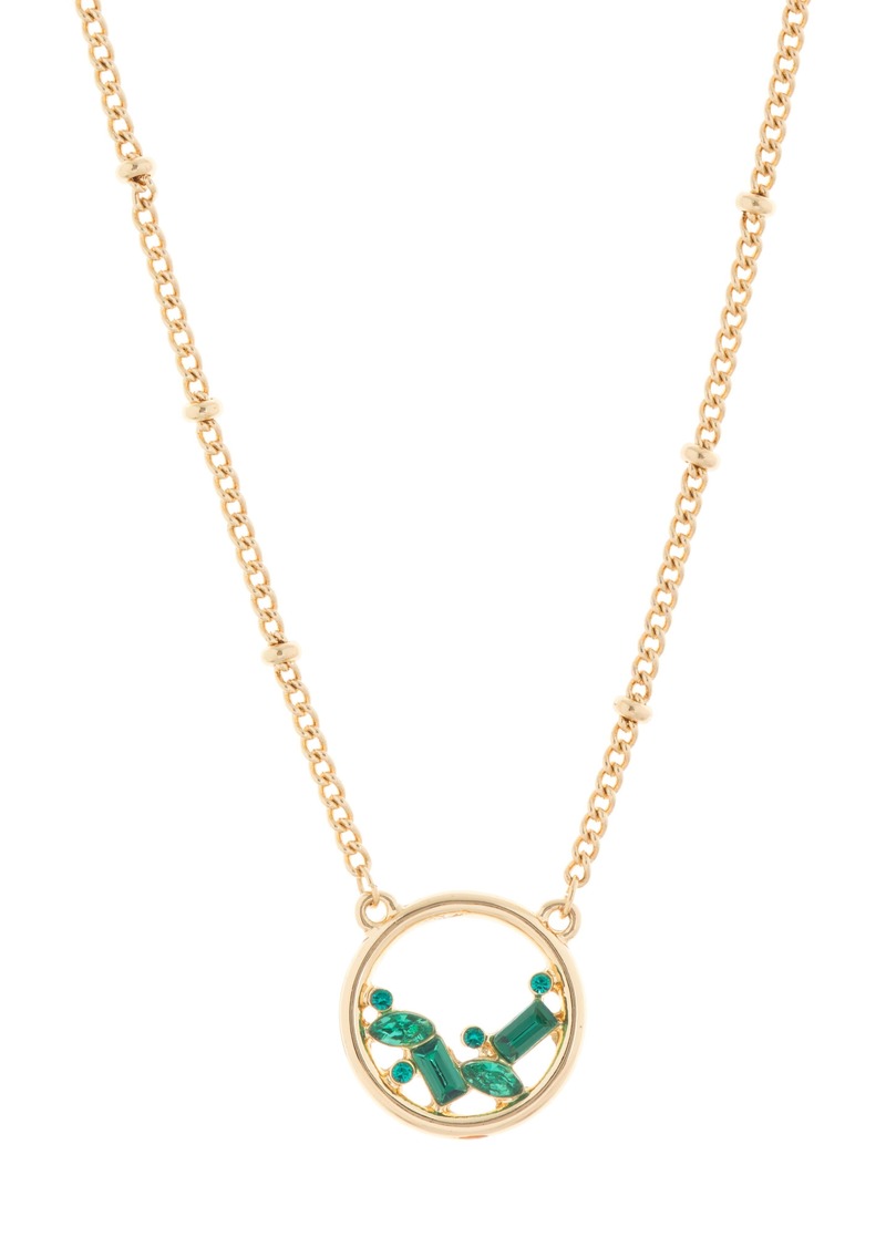 Vince Camuto Crystal Circle Pendant Necklace in Gold/Green at Nordstrom Rack