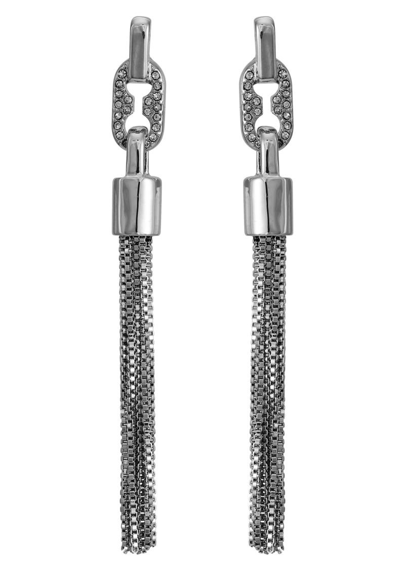 Vince Camuto Crystal Pavé Tassel Chain Earrings in Silver Tone at Nordstrom Rack
