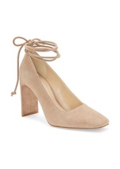 Vince Camuto Damell Lace-Up Square Toe Pump in Taupe Tint Suede at Nordstrom
