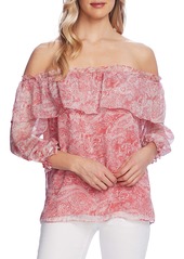Vince Camuto Distressed Paisley Off the Shoulder Blouse