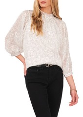 Vince Camuto Dot Mock Neck Blouse in New Ivory at Nordstrom