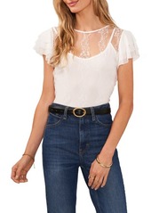 Vince Camuto Embroidered Mesh Top