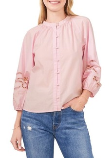 Vince Camuto Embroidered Poplin Blouse in Pink Horizon at Nordstrom